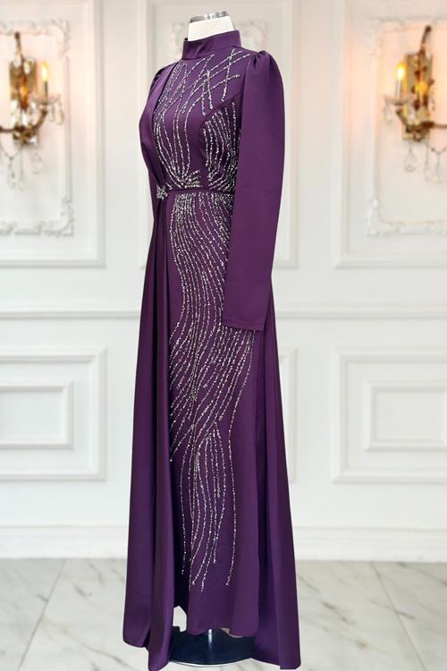 Leyal Tesettür Abiye Mürdüm AMİ3532