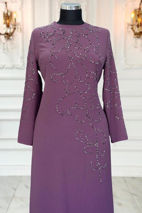 Cansu Tesettür Abiye Violet AMİ3533