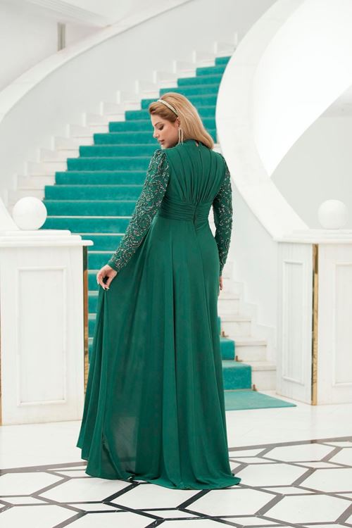 Lily Tesettür Abiye Zümrüt Drs2512