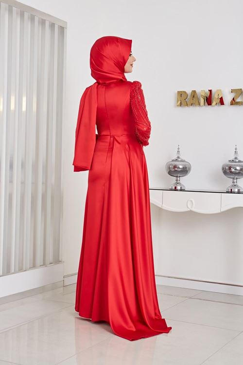 Sırma Tesettür Abiye Kırmızı Rnz210965