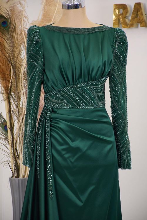 Sırma Tesettür Abiye Zümrüt Rnz210965