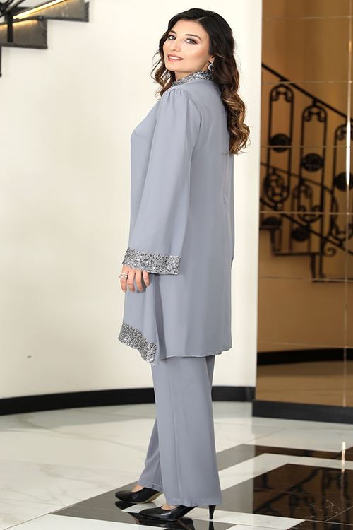 Esla Tesettür Takım Gri Elb20100