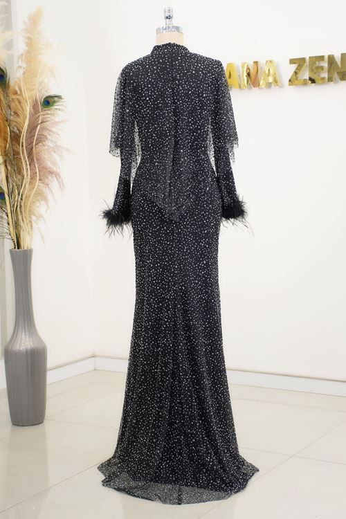 Fiona Tesettür Abiye Siyah Rnz2140