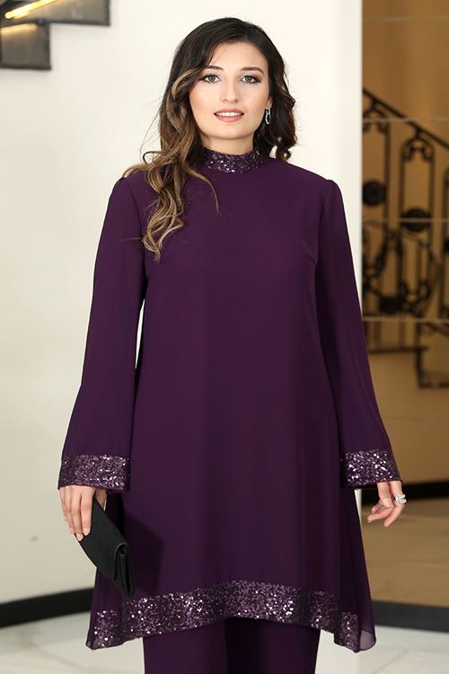 Esla Tesettür Takım Mor Elb20100