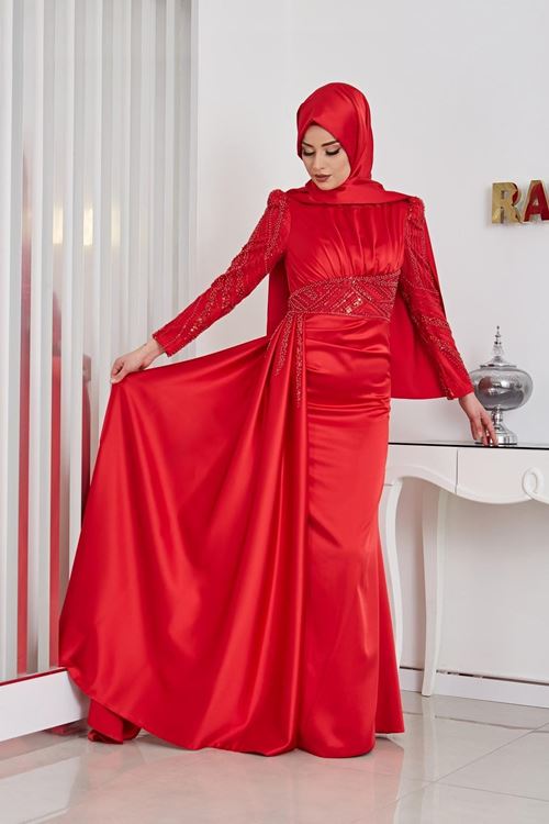 Sırma Tesettür Abiye Kırmızı Rnz210965