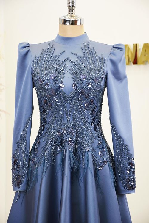 Holly Tesettür Abiye İndigo Rnz210960