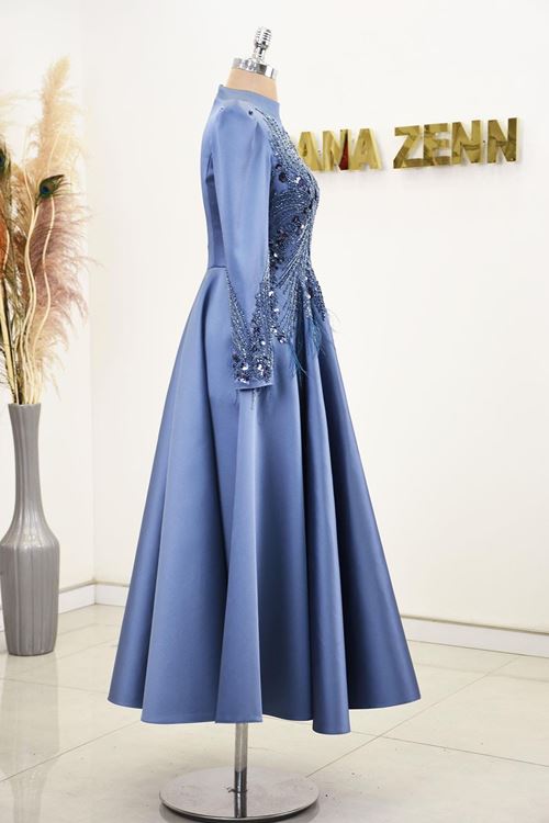 Holly Tesettür Abiye İndigo Rnz210960