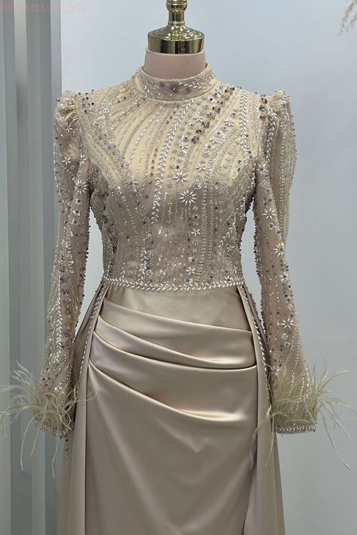 Sherry Tesettür Abiye Gold Rnz210968