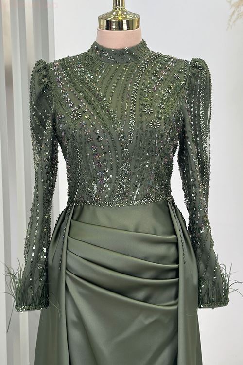 Sherry Tesettür Abiye Haki Rnz210968