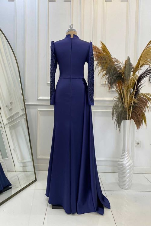 Leyla Tesettür Abiye Lacivert YHNR0901