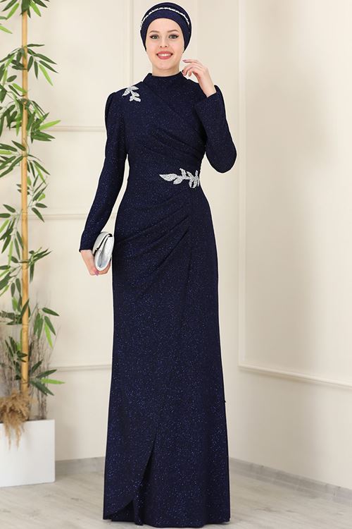 Masal Abiye Lacivert ESC10031