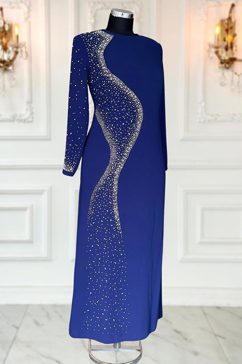 Didar Tesettür Abiye Lacivert AMİ1072