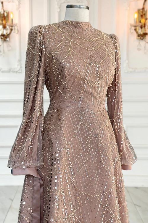 Karina Tesettür Abiye Gold AMİ1071