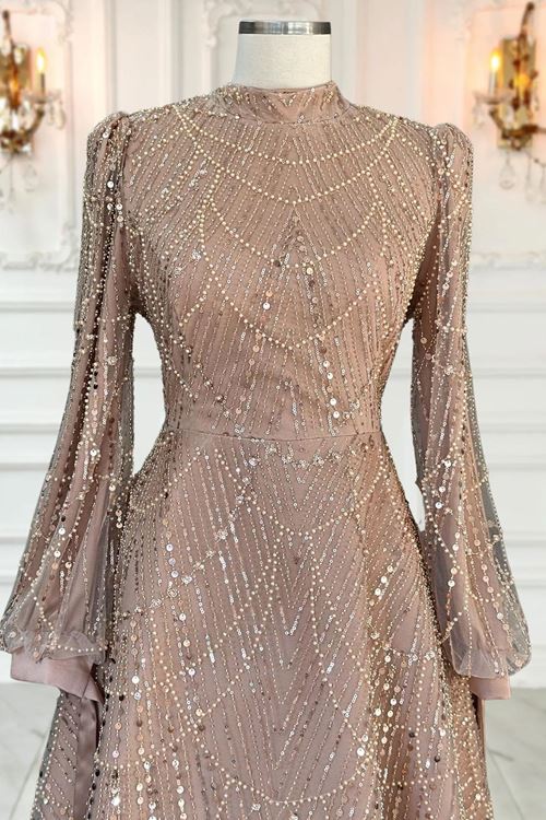 Karina Tesettür Abiye Gold AMİ1071