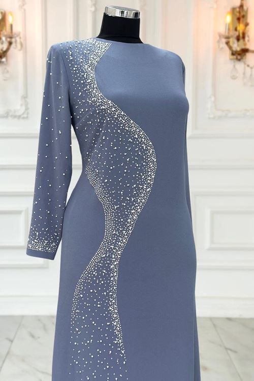 Didar Tesettür Abiye Gri AMİ1072