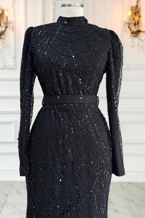 Aysima Tesettür Abiye Siyah AMİ1070