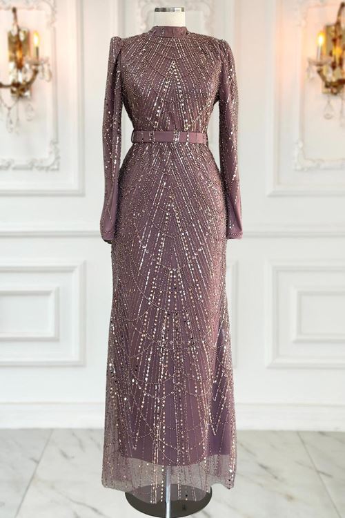 Aysima Tesettür Abiye Gül Kurusu AMİ1070