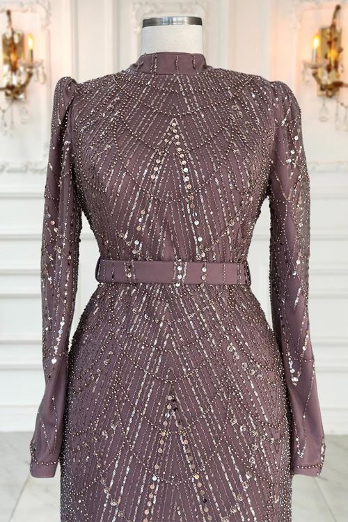 Aysima Tesettür Abiye Gül Kurusu AMİ1070