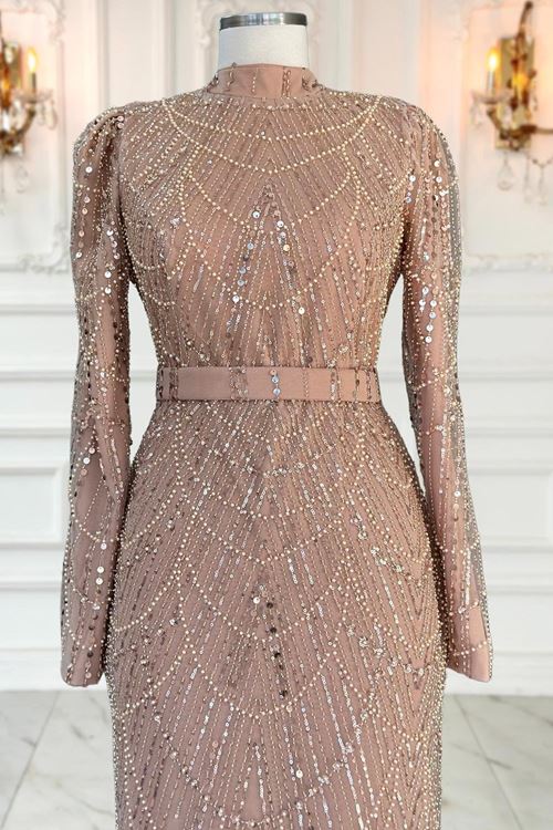 Aysima Tesettür Abiye Gold AMİ1070