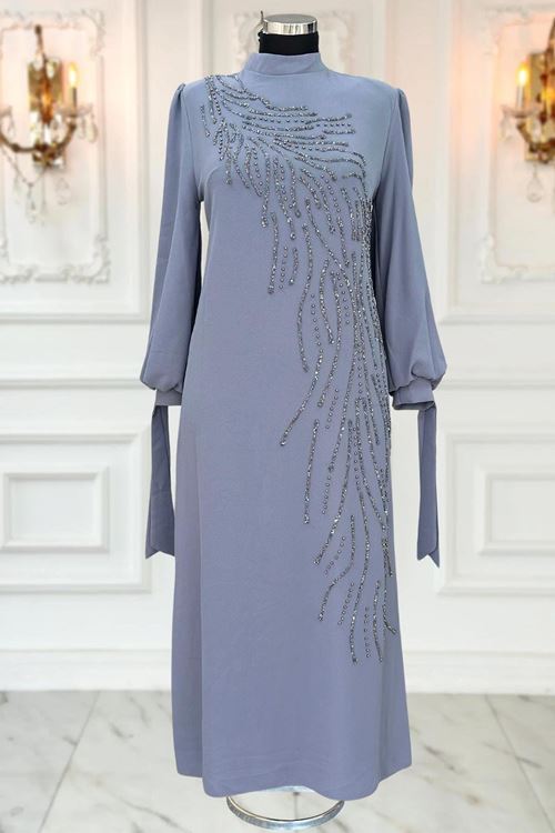 İrem Tesettür Abiye Gri AMİ1073