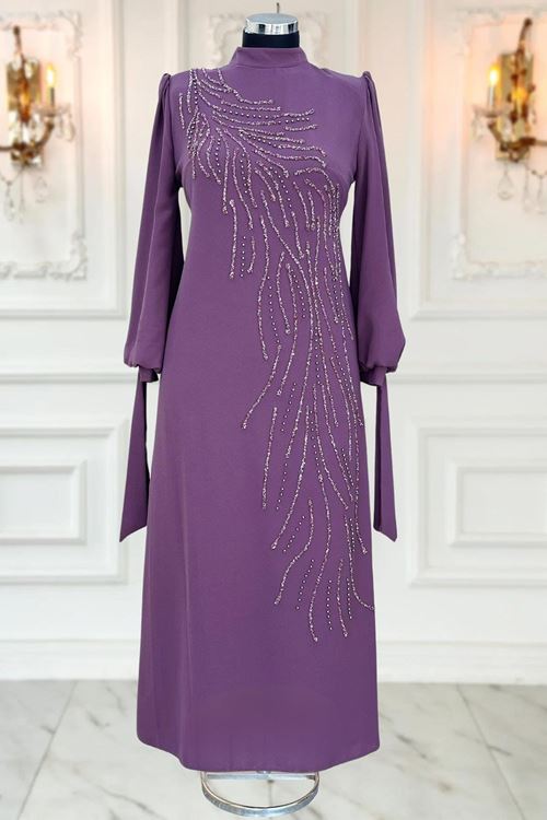 Didar Tesettür Abiye Mürdüm AMİ1072 - kopya