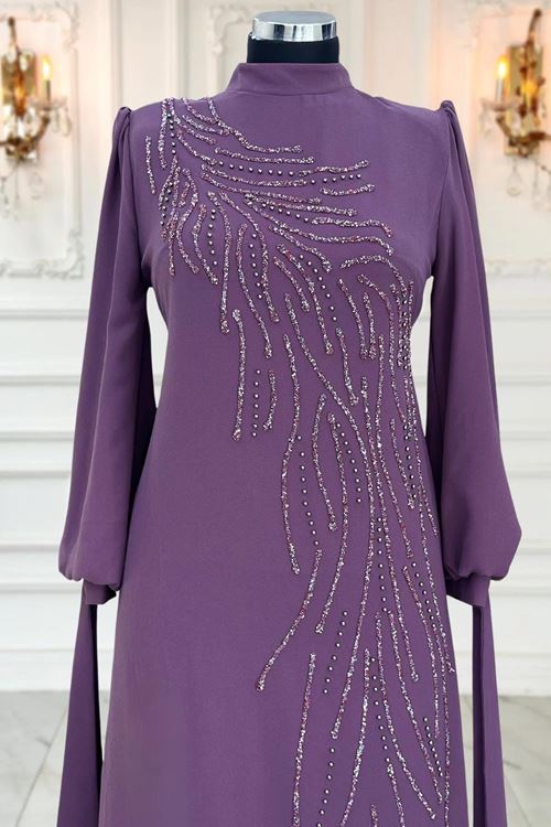 Didar Tesettür Abiye Mürdüm AMİ1072 - kopya