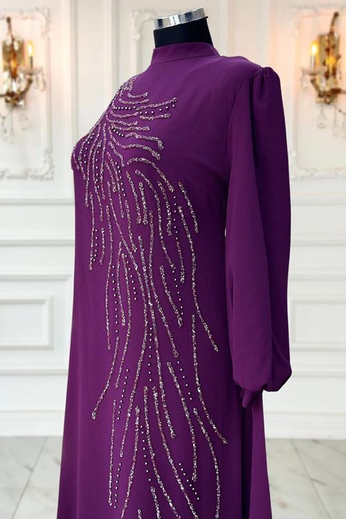 İrem Tesettür Abiye Mürdüm AMİ1073