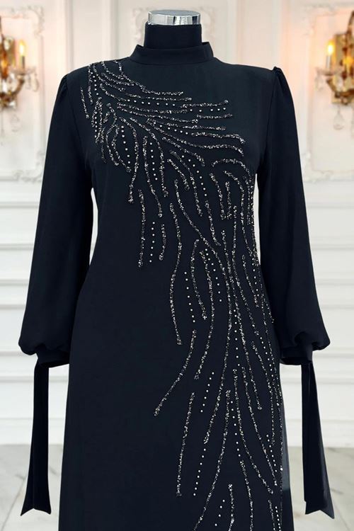 İrem Tesettür Abiye Siyah AMİ1073