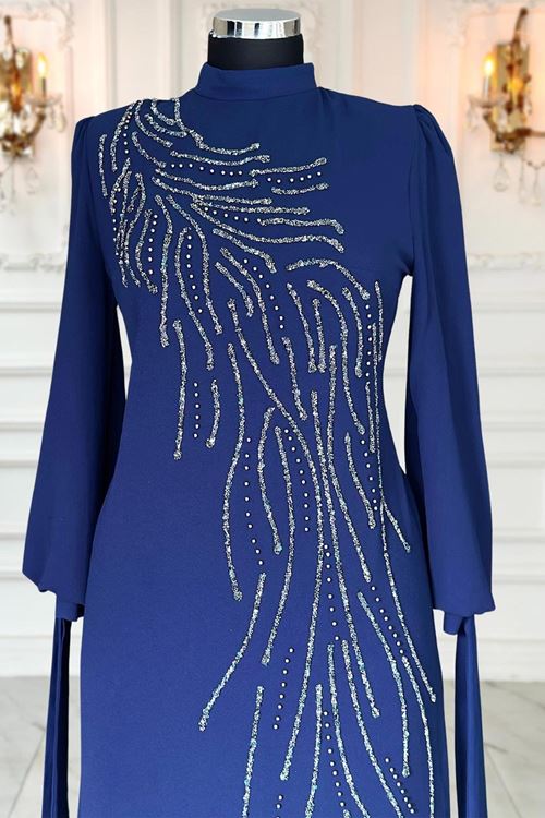 İrem Tesettür Abiye Lacivert AMİ1073