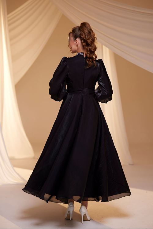 Hera Tesettür Abiye Siyah Drs2518