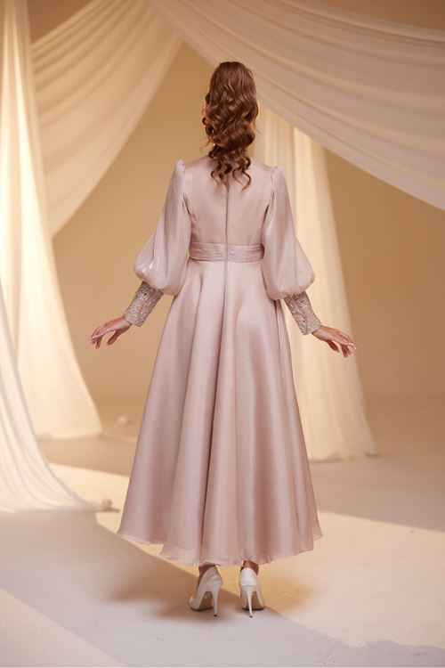 Hera Tesettür Abiye Pudra Drs2518