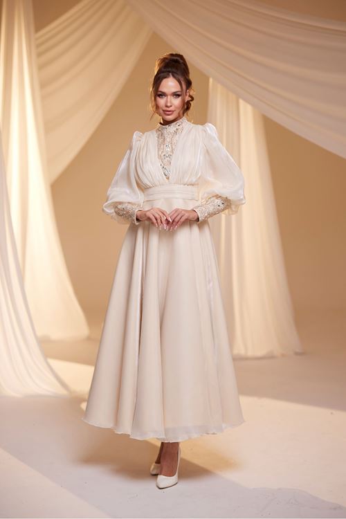 Hera Tesettür Abiye Vizon Drs2518