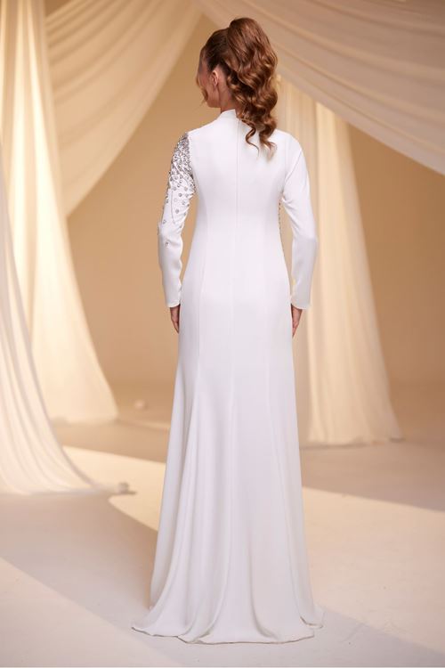 Defne Tesettür Abiye Ekru Drs2517