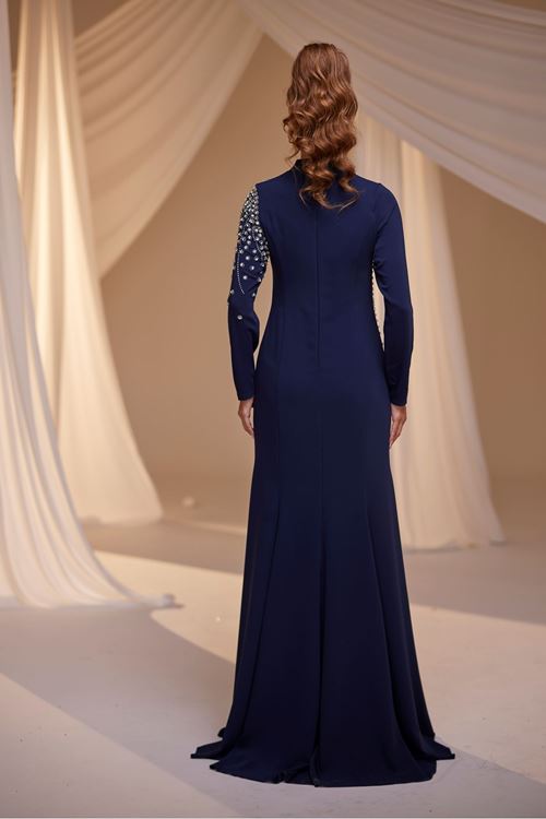 Defne Tesettür Abiye Lacivert Drs2517