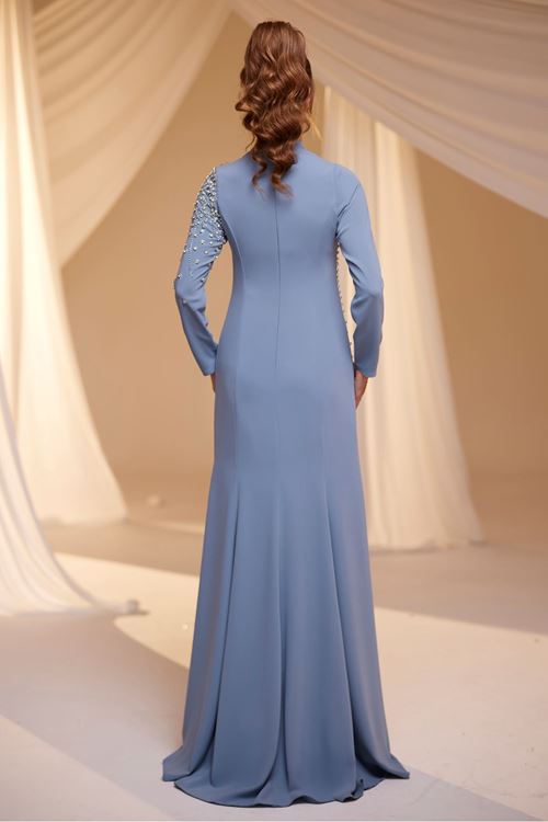 Defne Tesettür Abiye Gri Drs2517