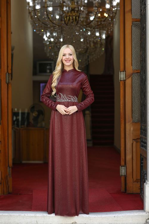 Berfin Abiye Bordo ESC5024