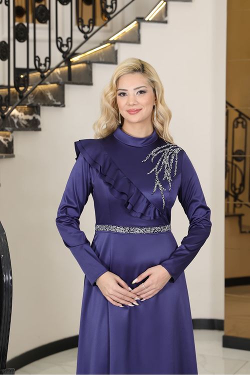 Ada Saten Abiye Lacivert ELBN6020