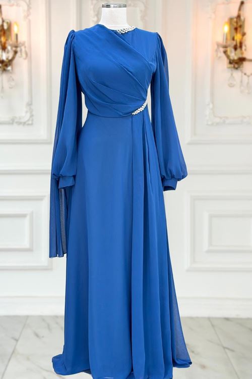 Feza Abiye Elbise İndigo AMİ3619