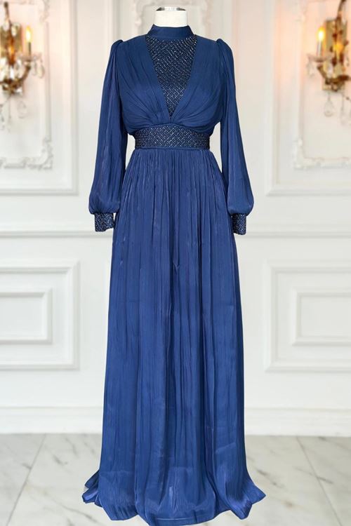 Efser Abiye Elbise Lacivert AMİ3620